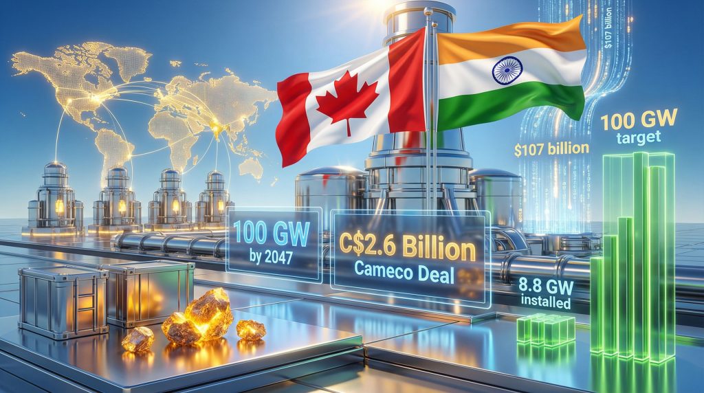 Canada India nuclear energy collaboration visualized with flags.