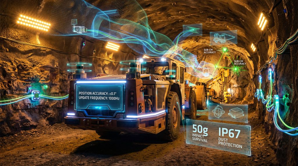 High-tech vehicle illustrating advanced navigation in underground mining.