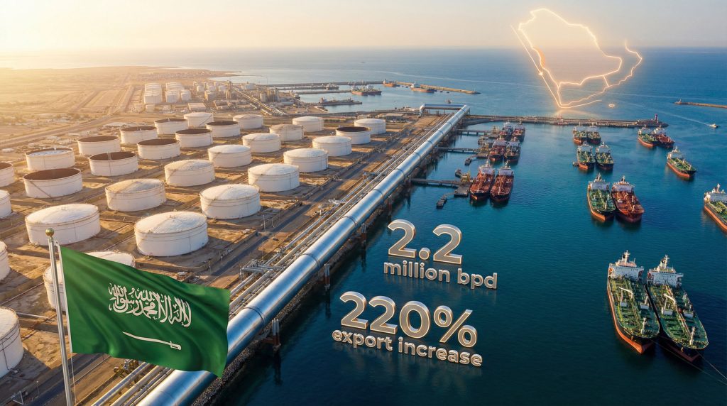 Saudi Red Sea oil exports increasing dramatically.