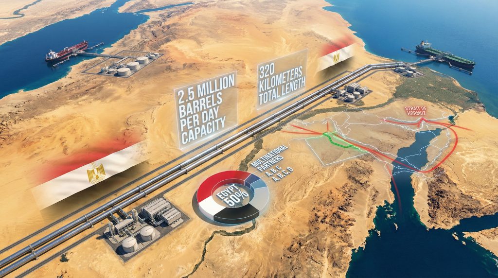 Map of Sumed pipeline for Saudi exports.