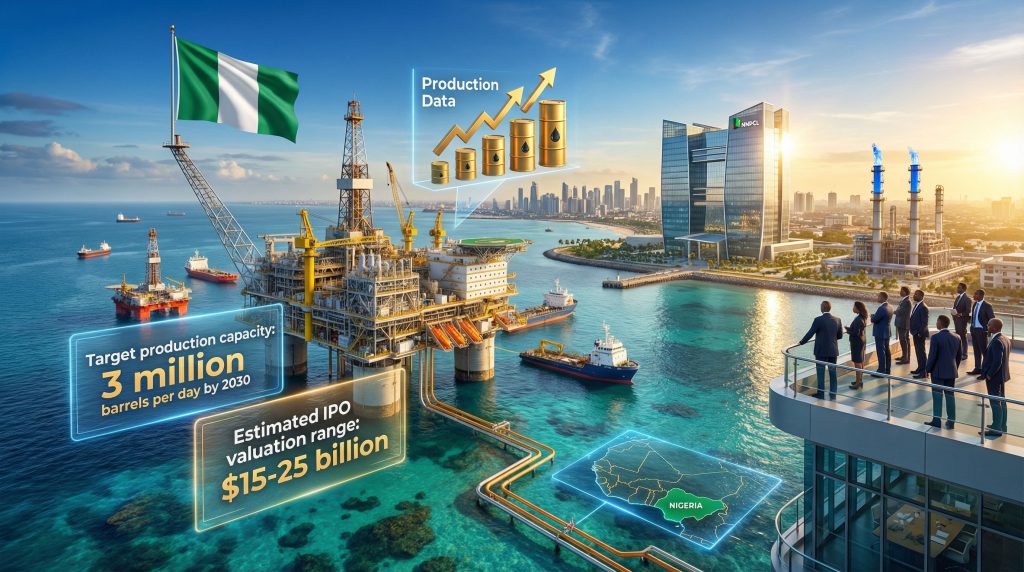 Nigeria's state oil giant IPO illustration.