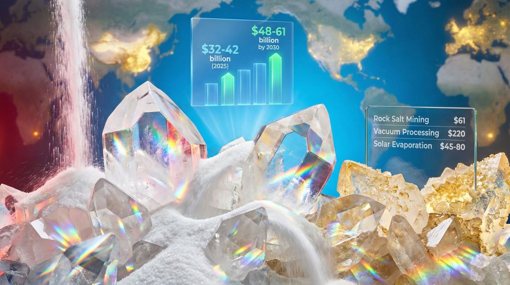 Salt economics visualized with global data projections.