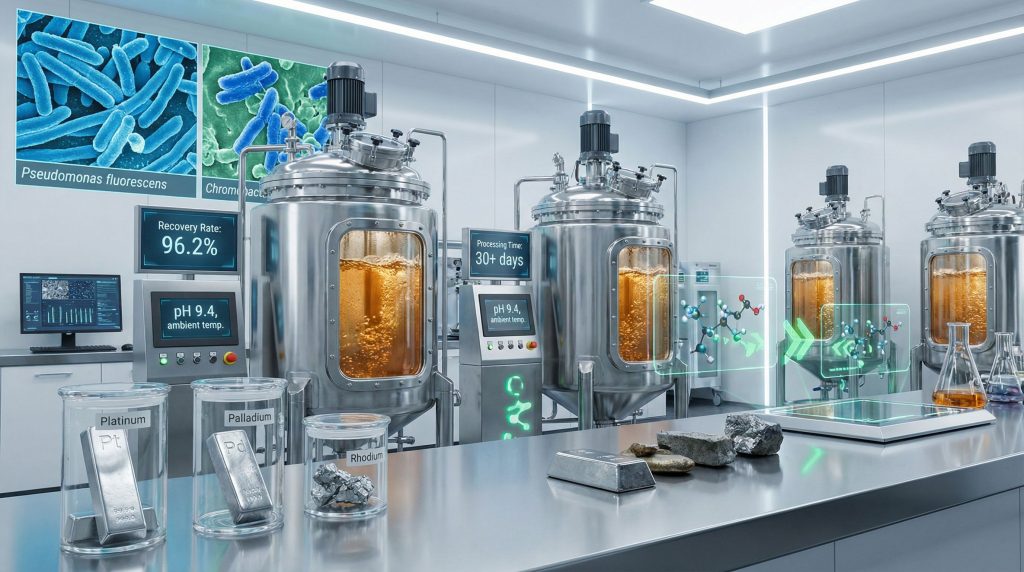 Laboratory setup for bioleaching in platinum group elements.