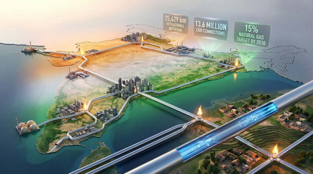 India's natural gas market expansion illustrated map.