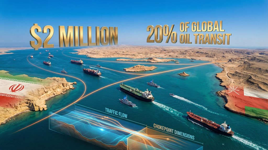 Strait of Hormuz toll system visualization.