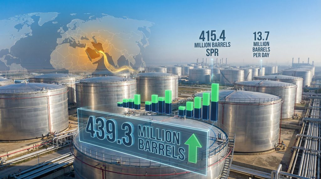US crude oil inventories rise amid tensions.