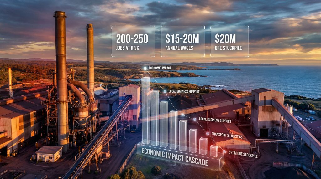Liberty Bell Bay smelter economic impact overview.