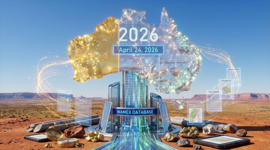Futuristic visualization of Western Australia mineral exploration data release.