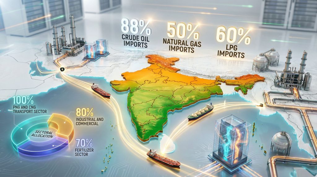 India's energy supply import dependencies visualized.