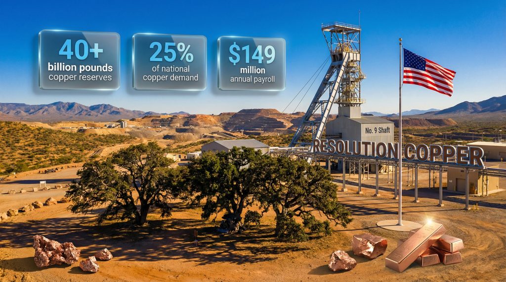Resolution Copper Arizona: mining site with statistics.