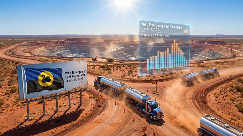 Fuel trucks at WA mining site.