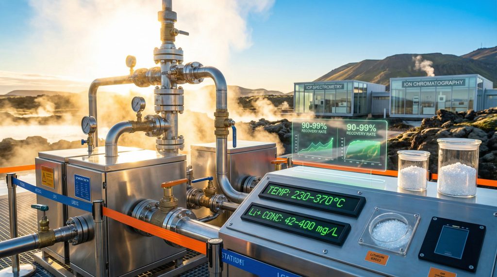 Geothermal well testing equipment for lithium.