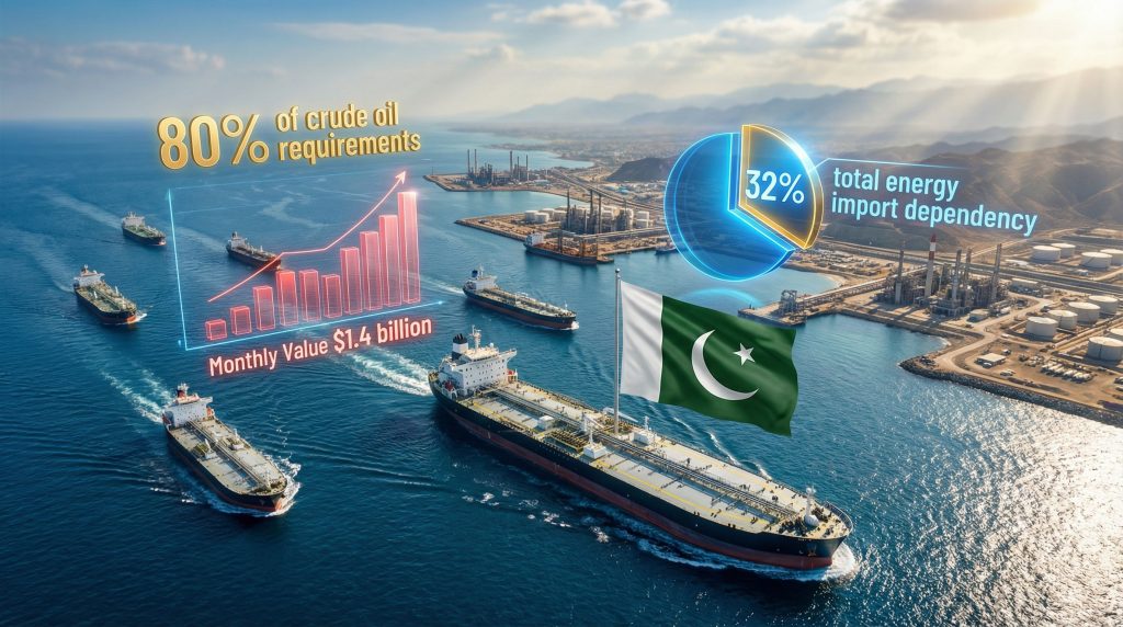 Pakistan's oil import bill crisis visualization.