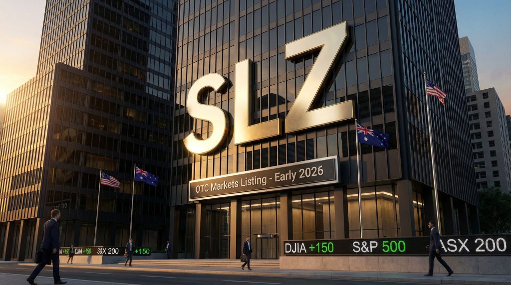 Sultan Resources Ltd-SLZ-SLZ skyscraper with stock market tickers.