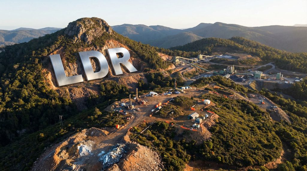 Lode Resources Ltd-LDR-LDR letters on hillside in landscape.