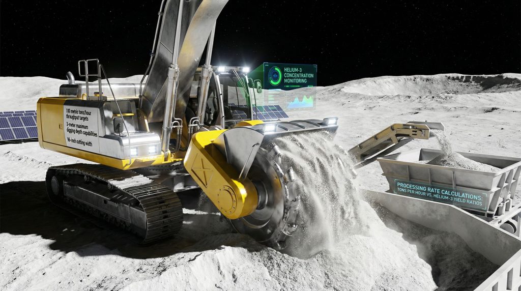Vermeer lunar surface miner extracting resources.