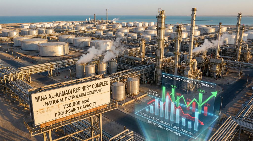 Mina Al-Ahmadi refinery with energy graphs.