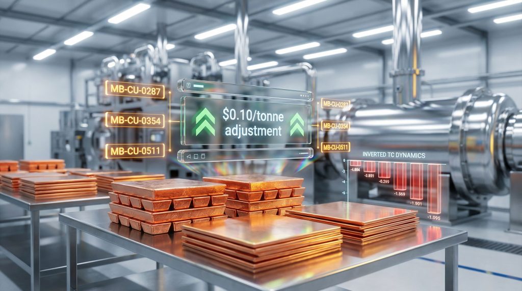 Copper concentrates treatment charges adjustment visualization.