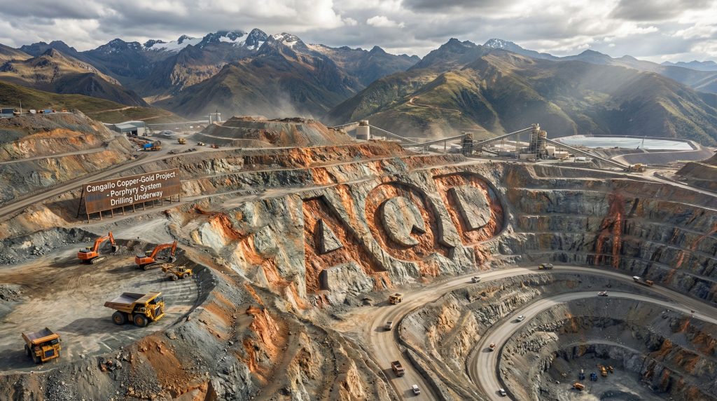 Ausquest Ltd-AQD-Cangallo mining site with heavy machinery.