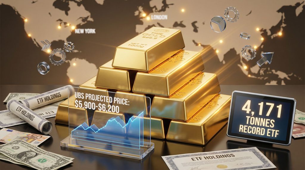 Gold bars, UBS forecasts 20% gain.