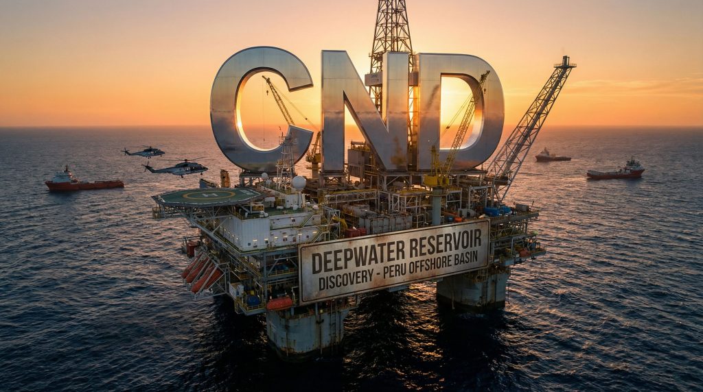 Condor Energy Ltd-CND-Deepwater reservoir platform at sunset.