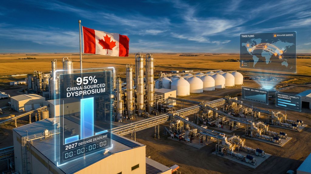 Industrial landscape with emphasis on rare resources.