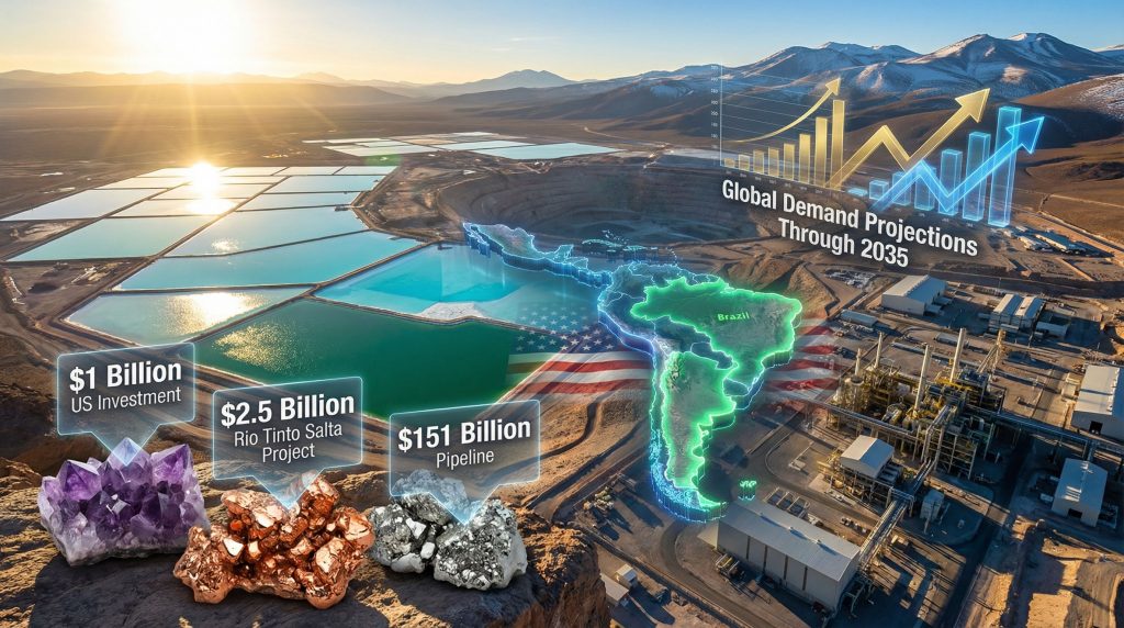 Race for critical minerals investment visual.