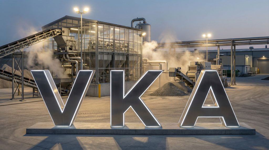 Viking Mines Ltd-VKA-Modern VKA industrial facility at dusk.