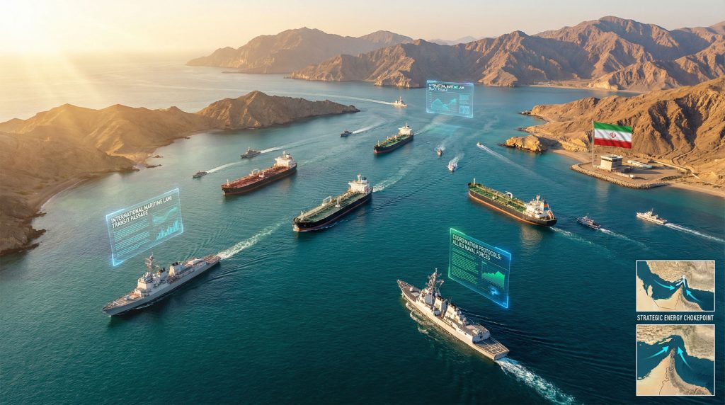 Navy ships escort tankers in Hormuz.