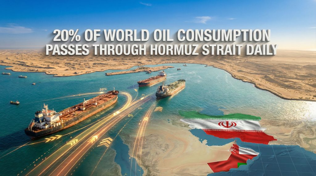 Oil tankers in Hormuz Strait passage.