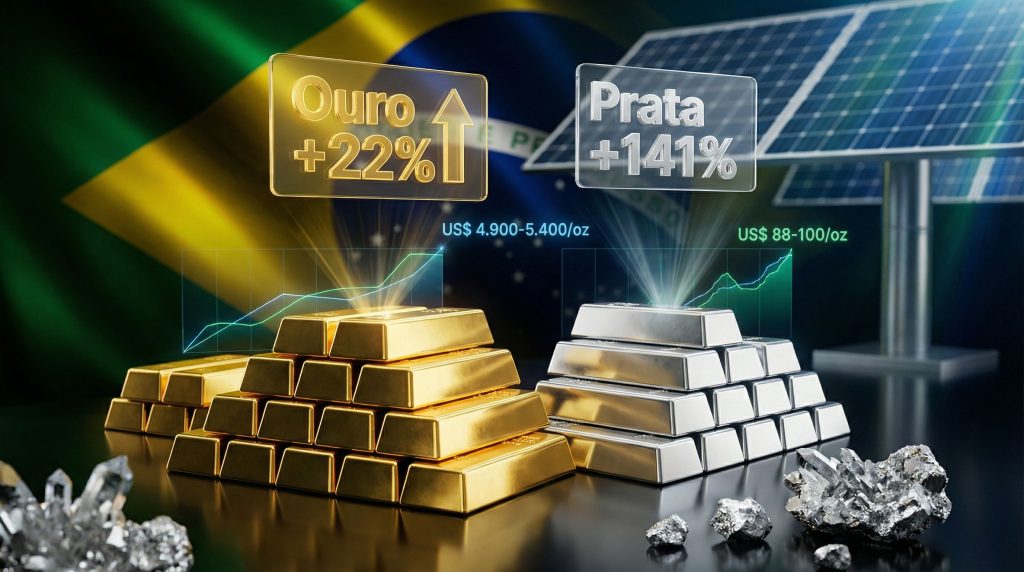 Barras de ouro e prata destacam boom.