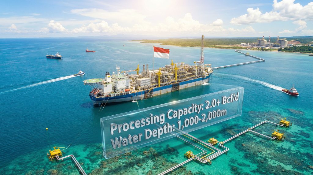 Indonesian deep water gas hubs at sea.
