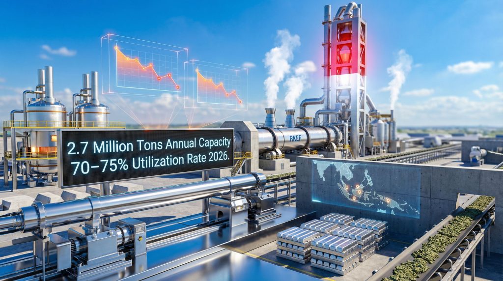 Indonesia nickel processing utilization plant with projections.