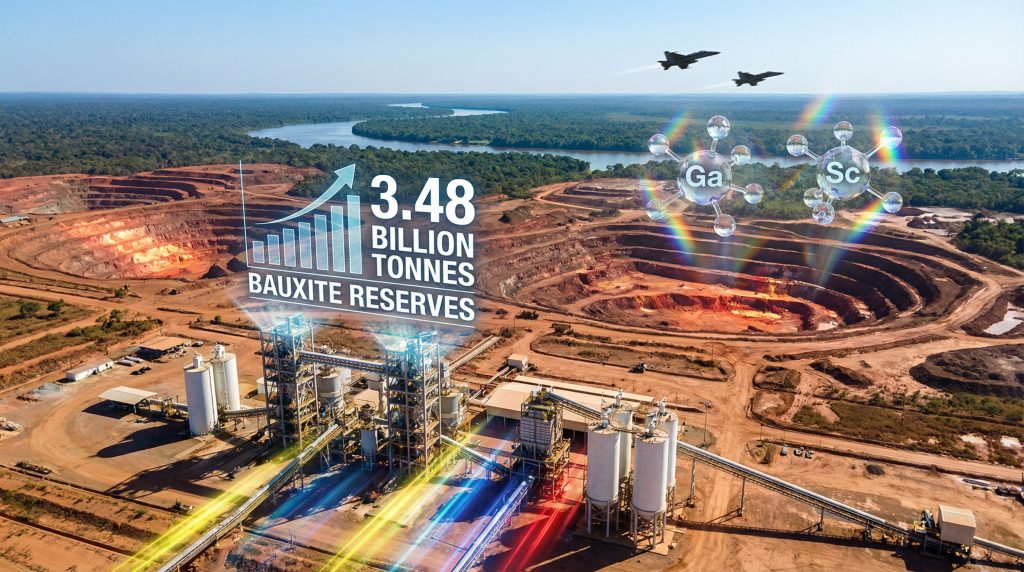 Bauxite mine highlighting critical mineral reserves.