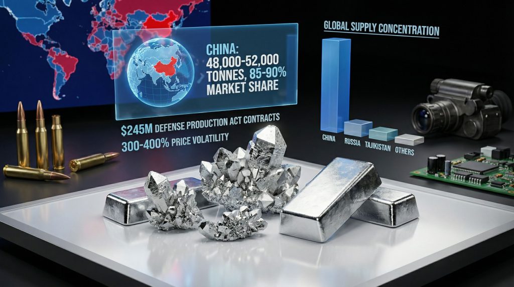 Antimony production and global supply dynamics.