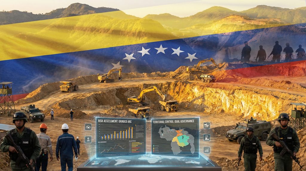 Venezuela mining security with armed personnel.