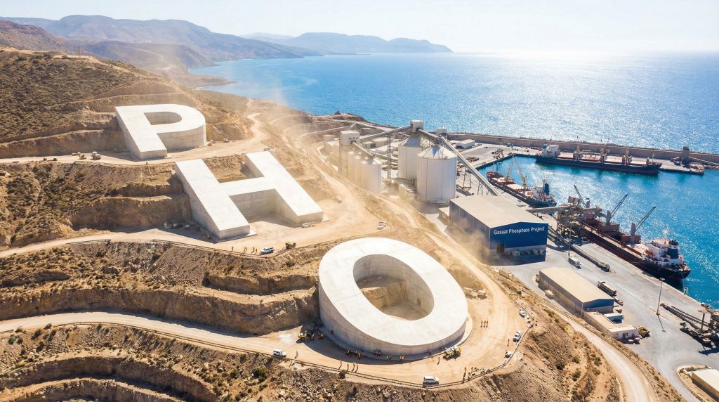 Phosco Ltd-PHO-Phosphate project with large hillside letters.