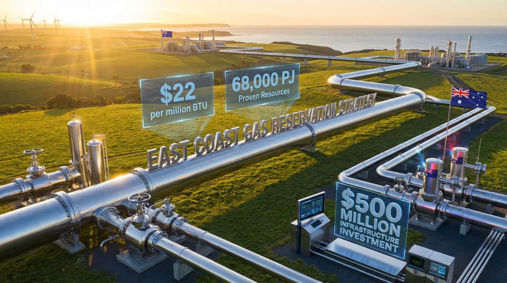 East coast gas reserve infrastructure visualization.