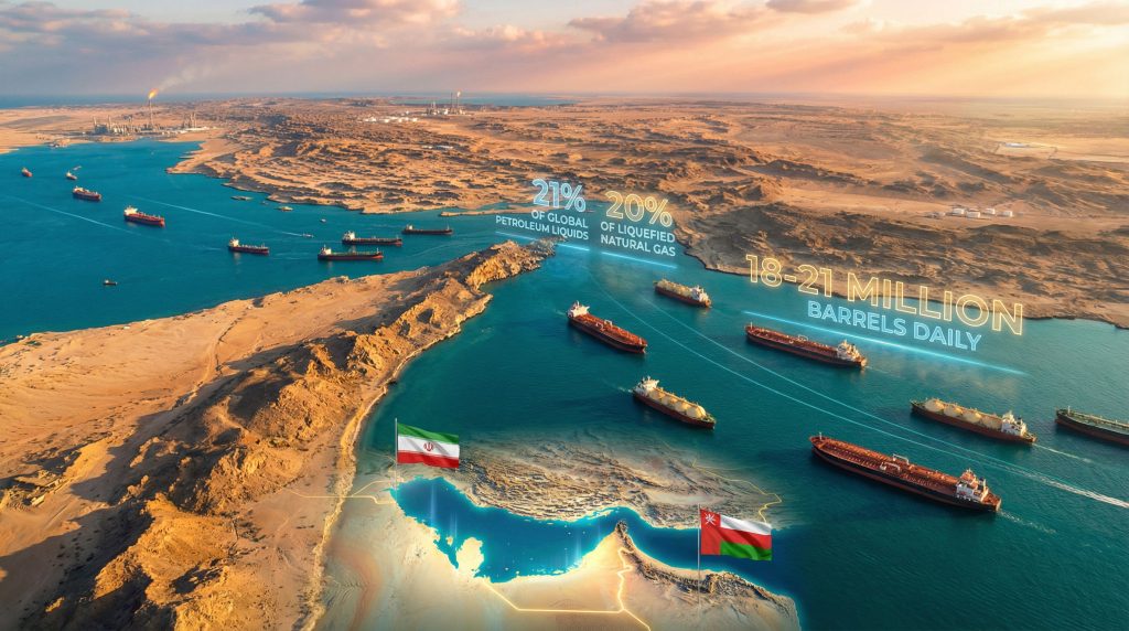 Strategic oil transport in Strait of Hormuz.