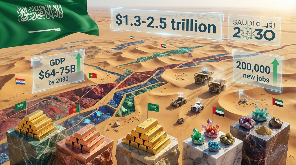 Saudi Arabia mining expansion visualized; jobs, GDP.