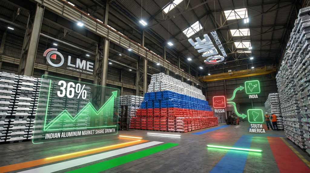Russian aluminum LME stocks in warehouse.