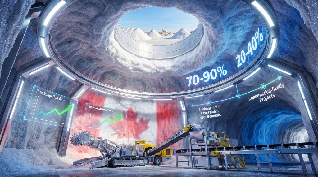 Underground salt mine with progress charts.