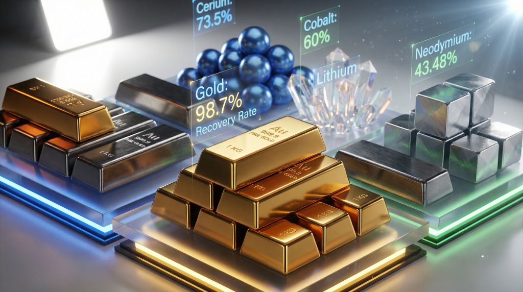 RZOLV non-cyanide hydrometallurgical platform showcasing metals.