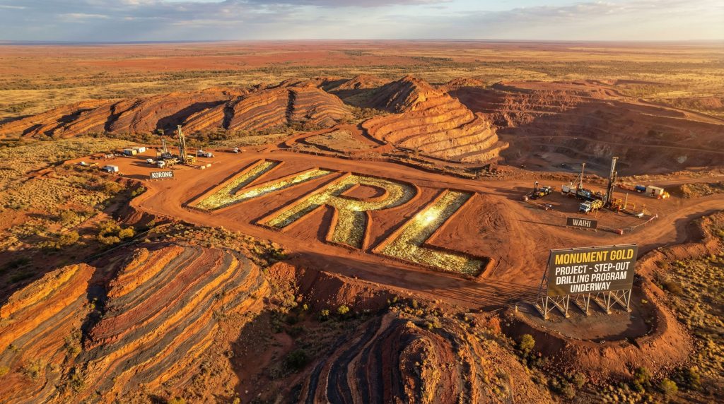 Verity Resources Ltd-VRL-Monument Gold Project aerial view at sunset.