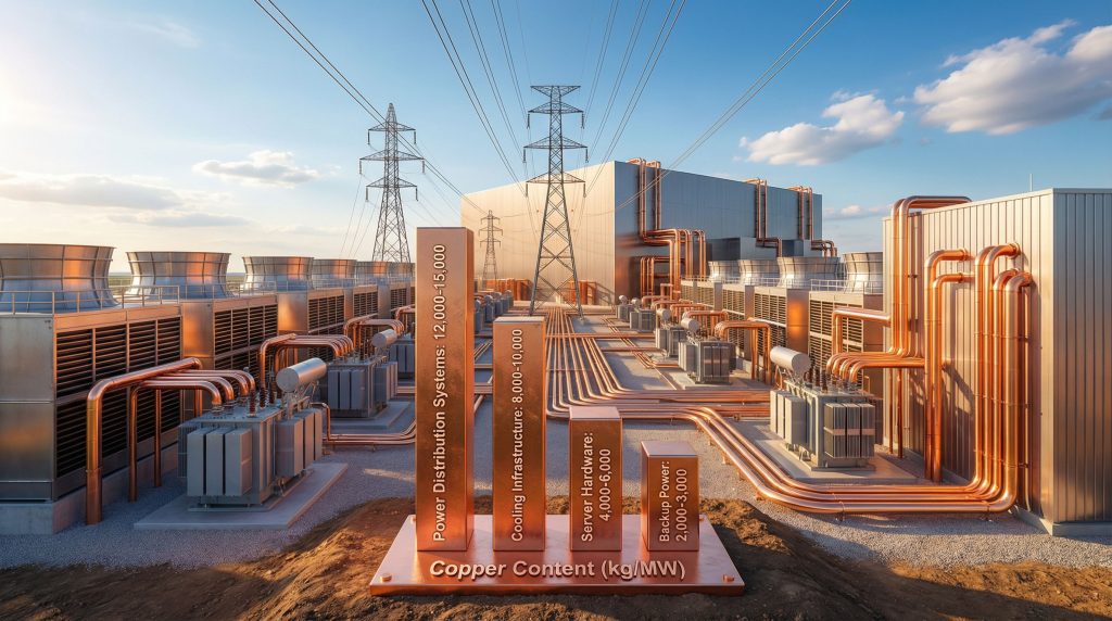 Copper demand in AI data centres visualized.
