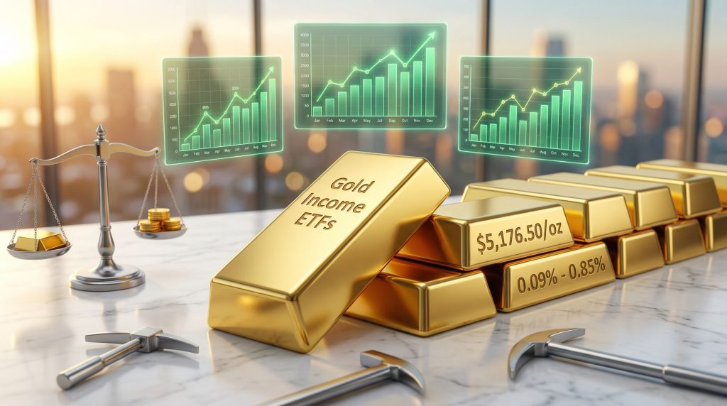 Gold income ETFs with growth charts.