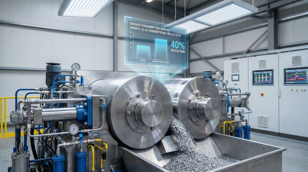 Ivanhoe Mines Platreef HPGR technology reduces energy consumption.