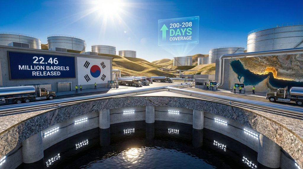 South Korea oil reserves release illustration.