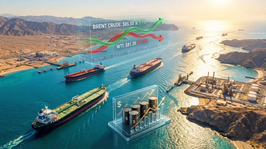 Oil tankers and refinery, US-Iran conflict.