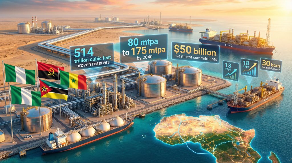 Africa's rise in LNG exports visualized.